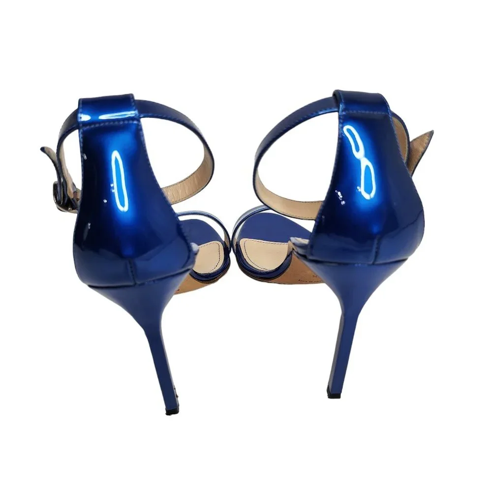 Manolo Blahnik Chaos Cobalt Blue Stiletto Sandals Women’s Size 40.5